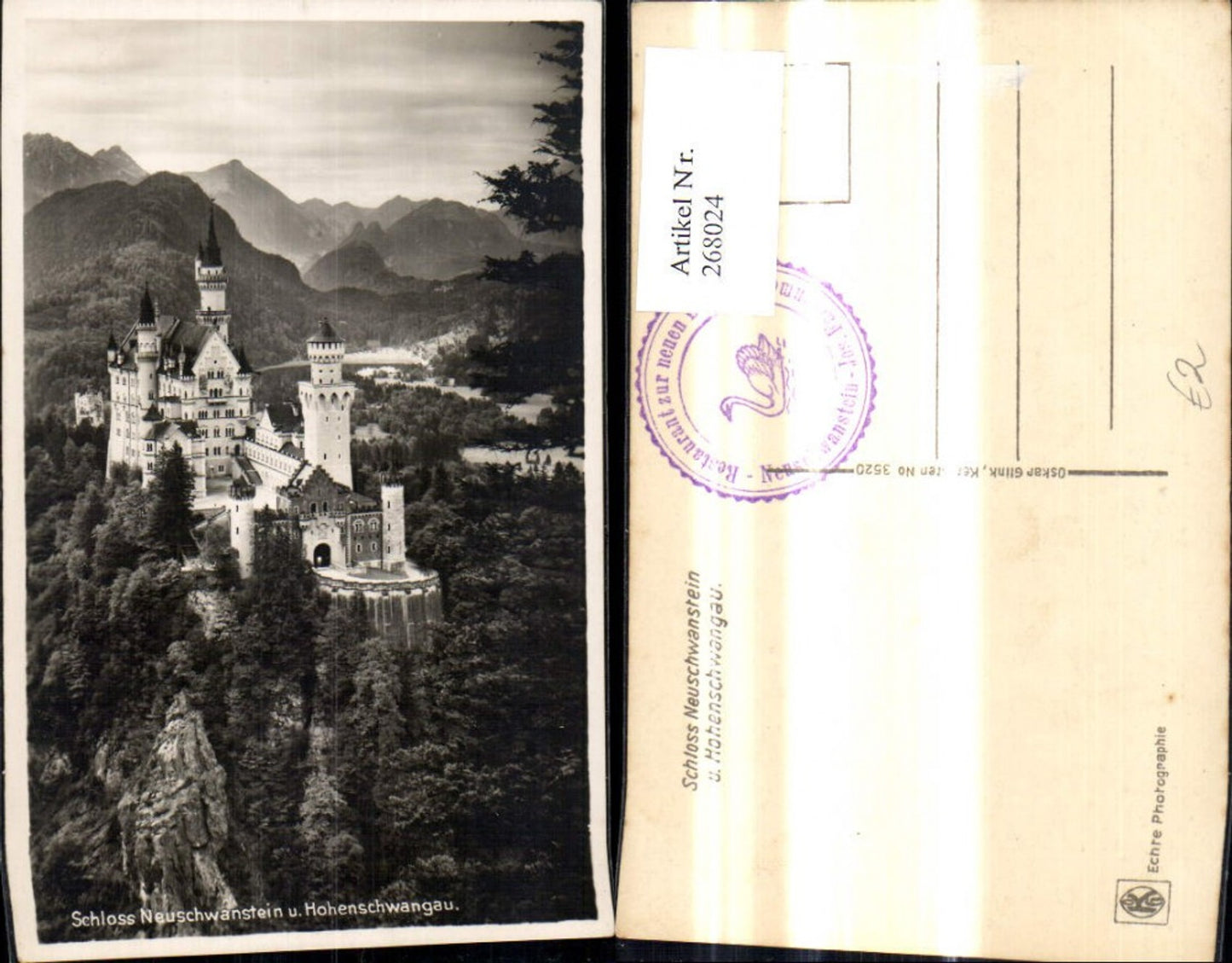 268024,Foto Ak Schloss Neuschwanstein u. Hohenschwangau