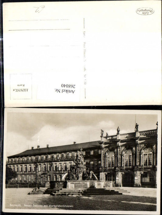 268040,Foto Ak Bayreuth Neues Schloss m. Markgrafenbrunnen Brunnen
