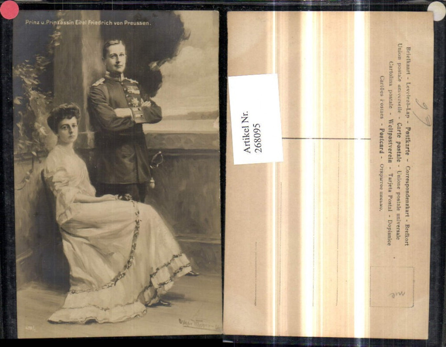 268095,Künstler Ak Prinz u. Prinzessin Eitel Friedrich v. Preussen Adel Monarchie