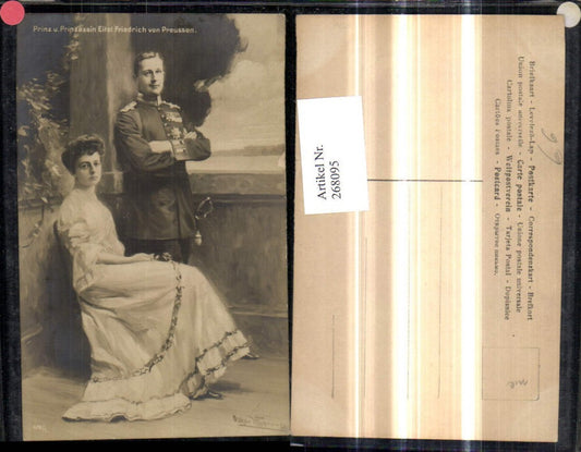 268095,Künstler Ak Prinz u. Prinzessin Eitel Friedrich v. Preussen Adel Monarchie