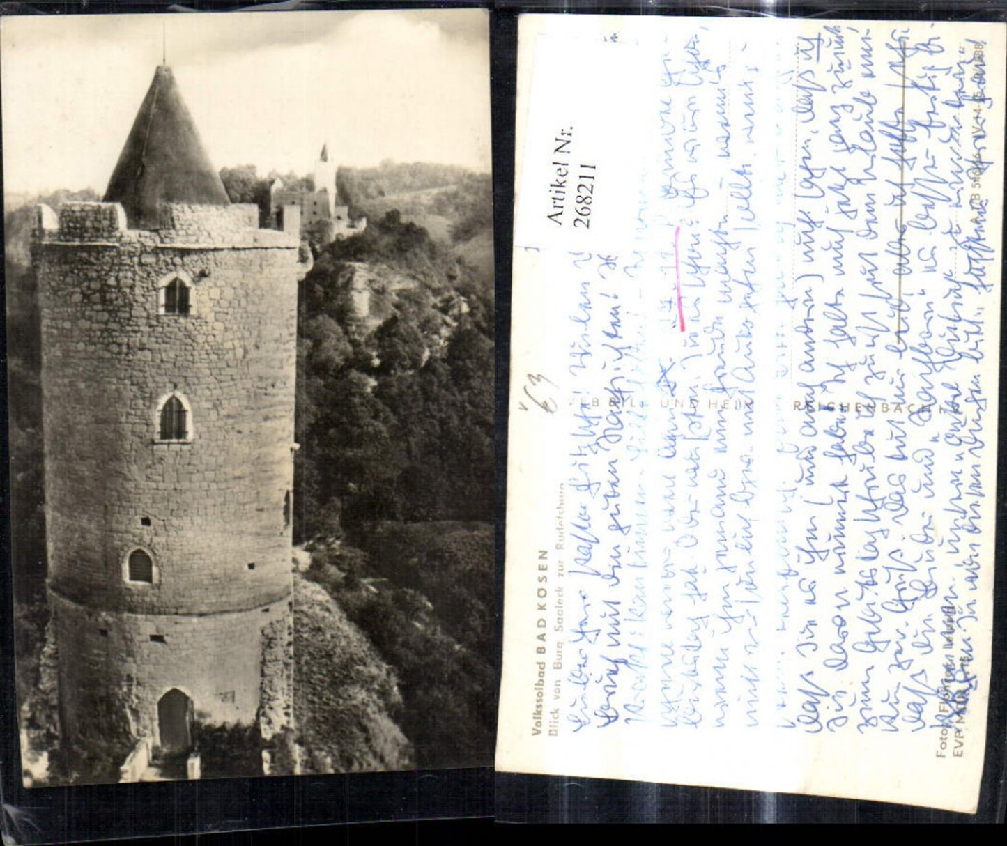268211,Foto Ak Bad Kössen Blick v. Burg Saaleck zur Rudelsburg pub VEB