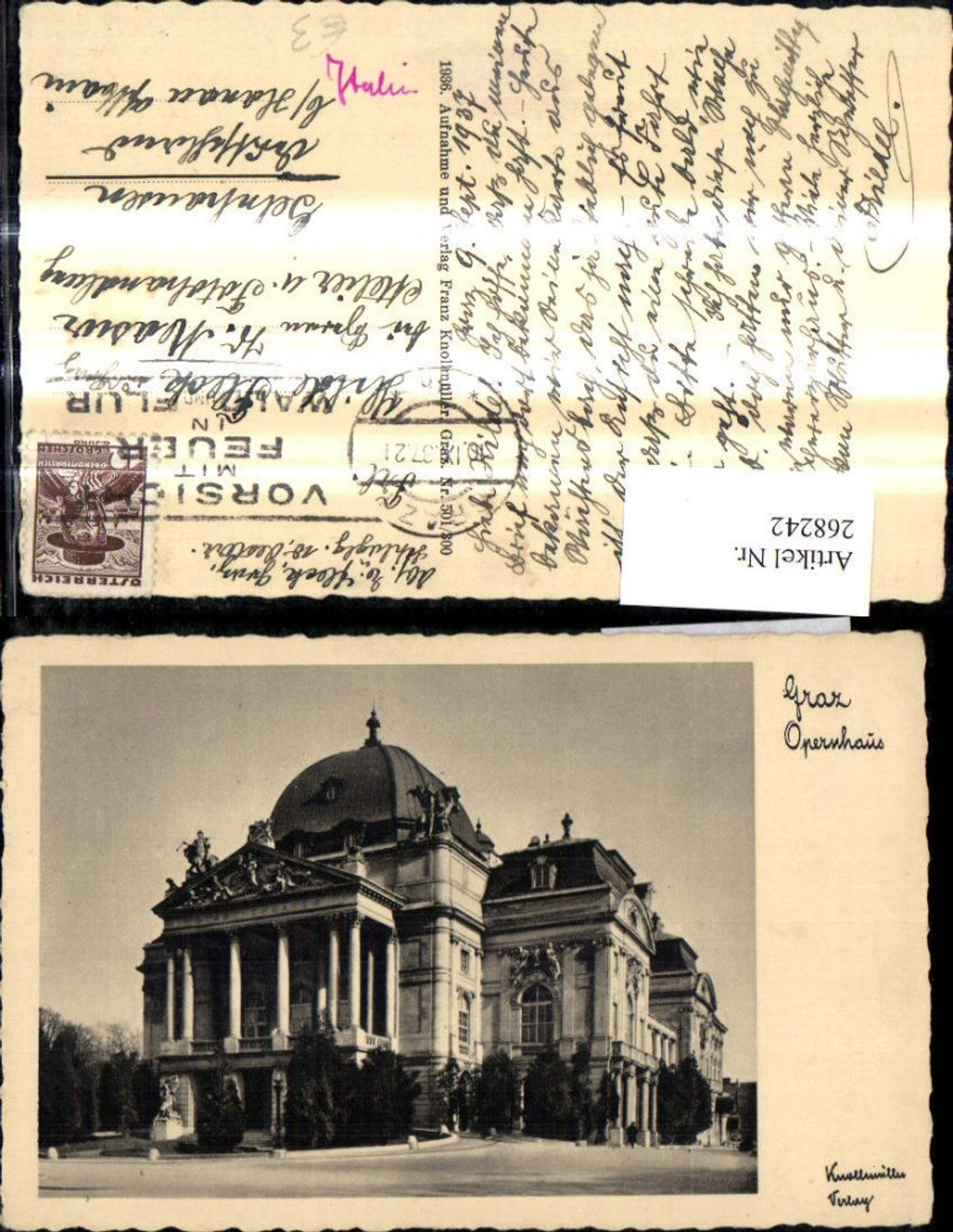 268242,Foto Ak Graz Opernhaus Oper 1937