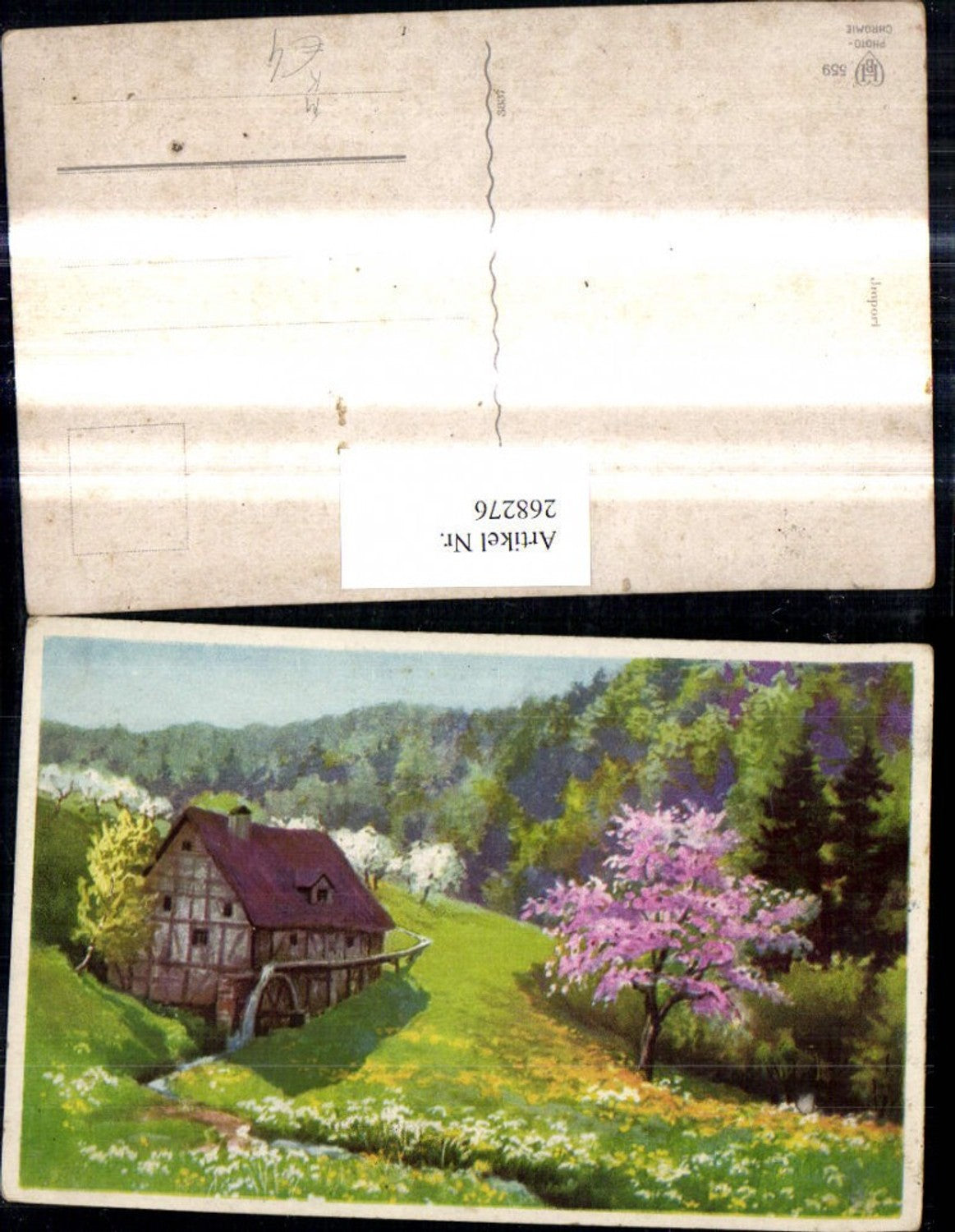 268276,Künstler Ak Wassermühle Mühle Landschaft