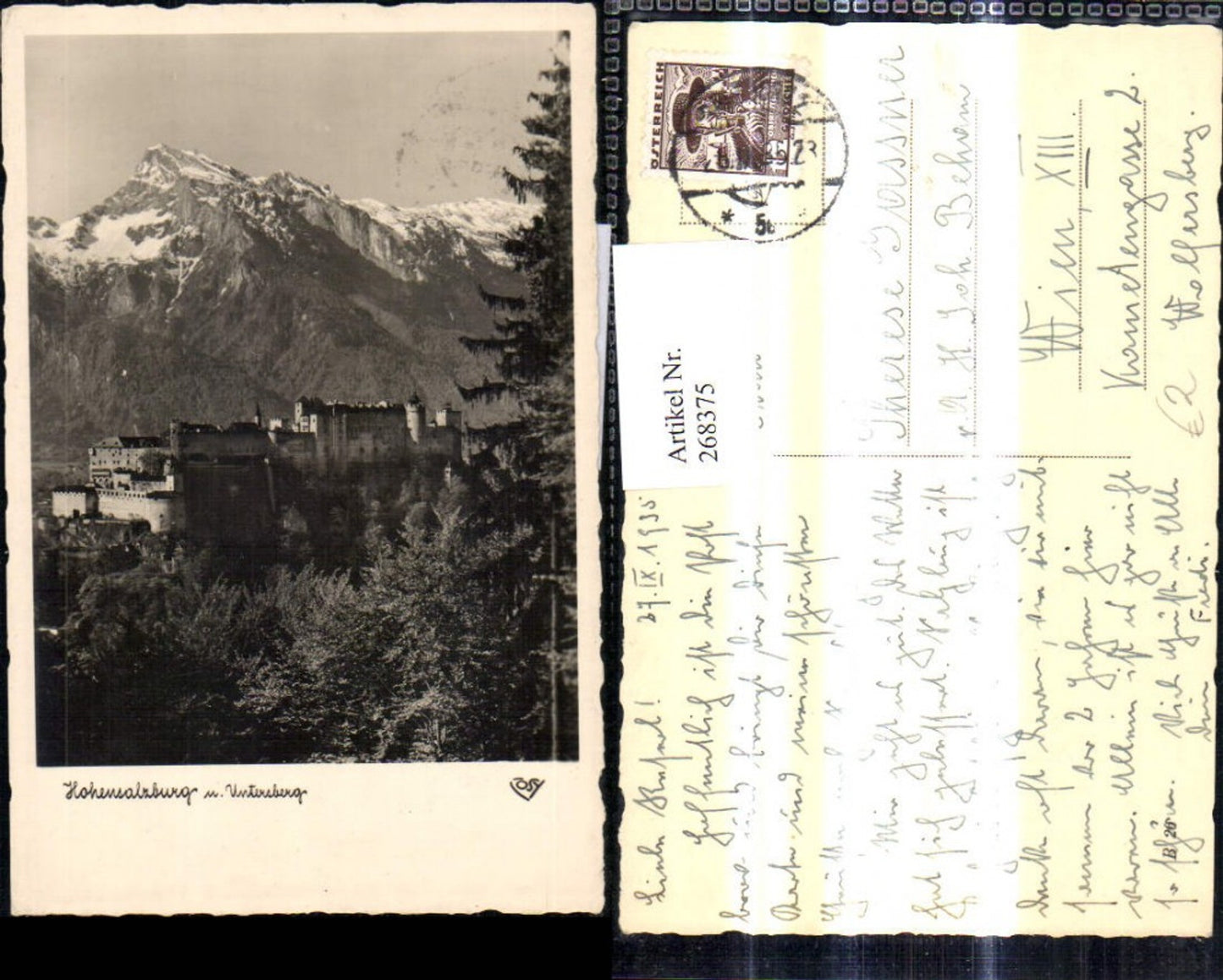 268375,Foto Ak Salzburg Festung Hohensalzburg m. Untersberg