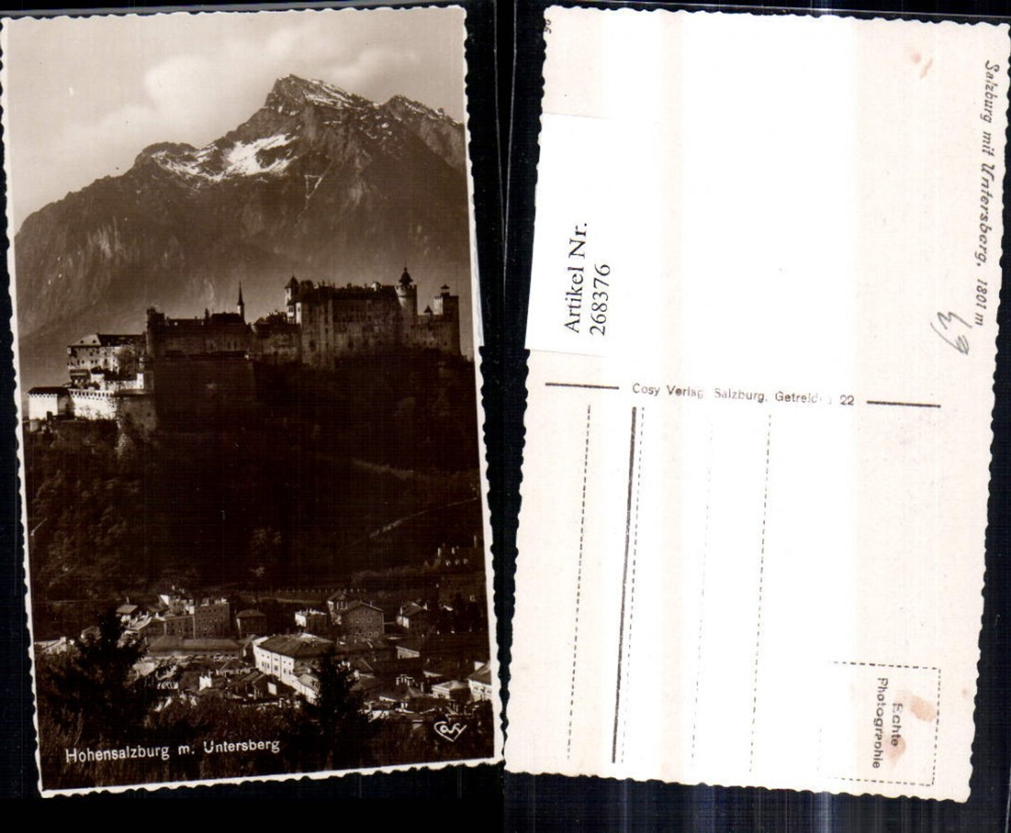 268376,Foto Ak Salzburg Festung Hohensalzburg m. Untersberg
