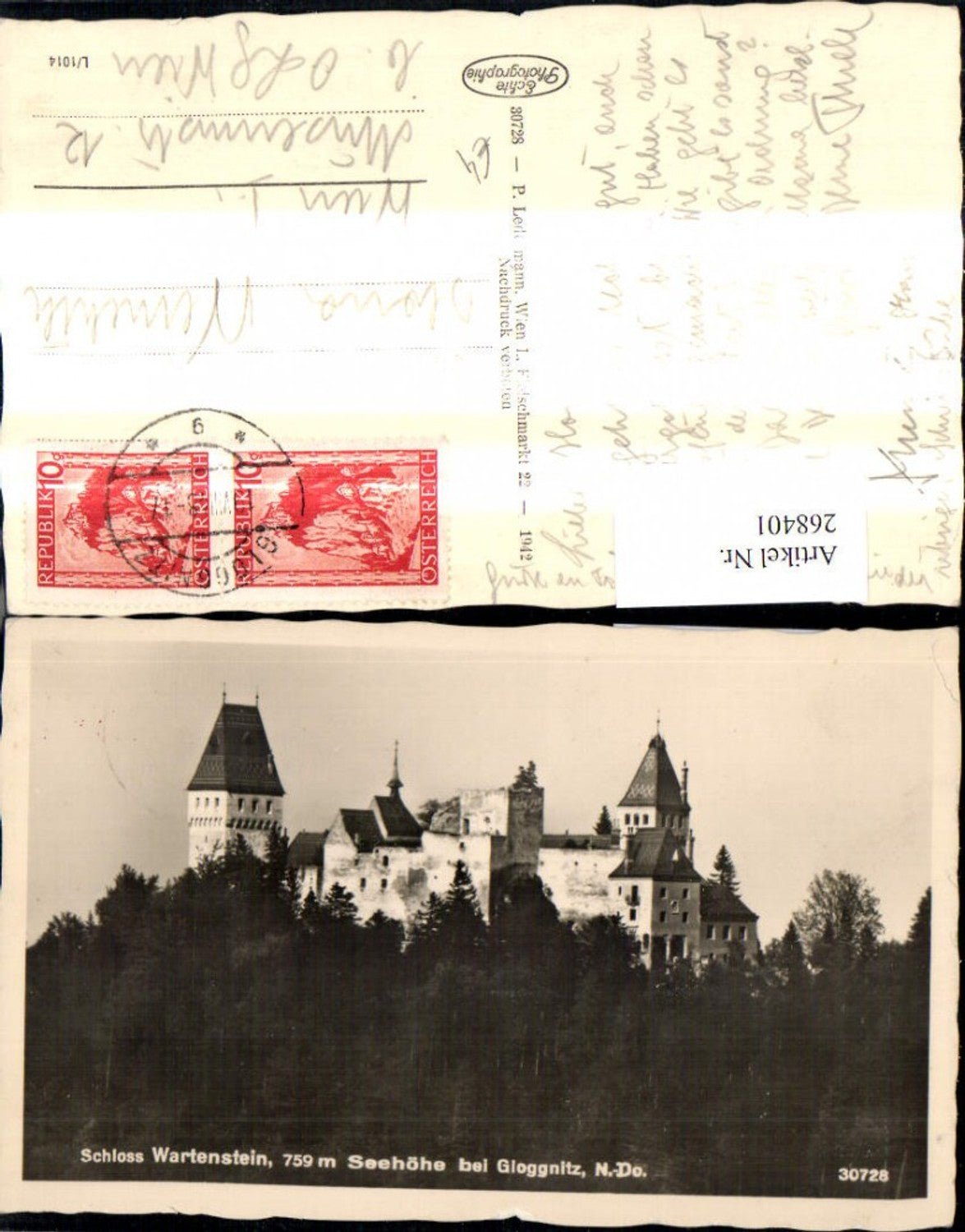 268401,Foto Ak Schloss Wartenstein b. Gloggnitz