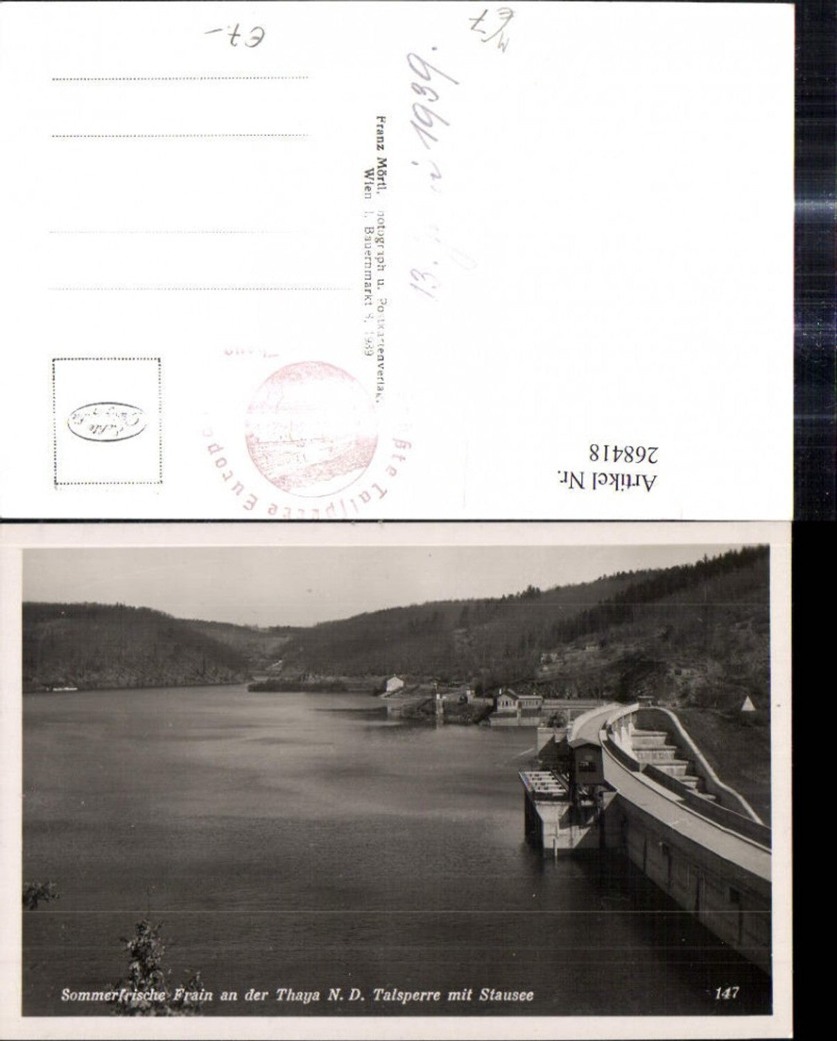 268418,Foto Ak Frain a. d. Thaya Talsperre m. Staustee