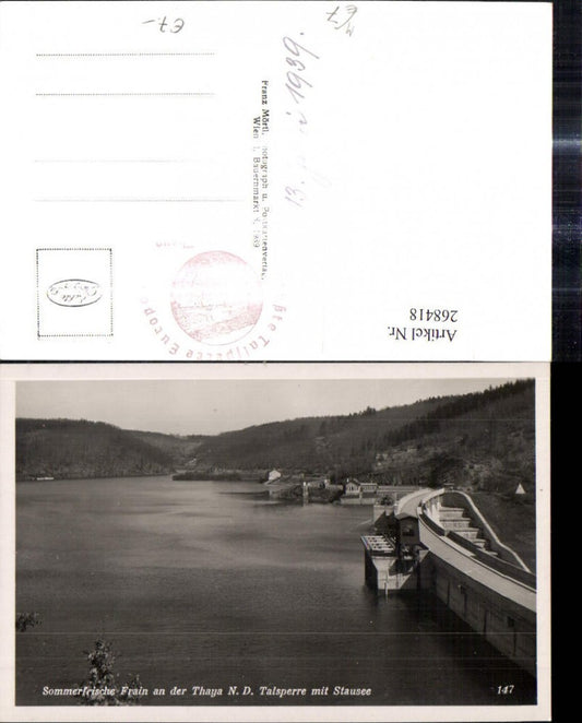 268418,Foto Ak Frain a. d. Thaya Talsperre m. Staustee