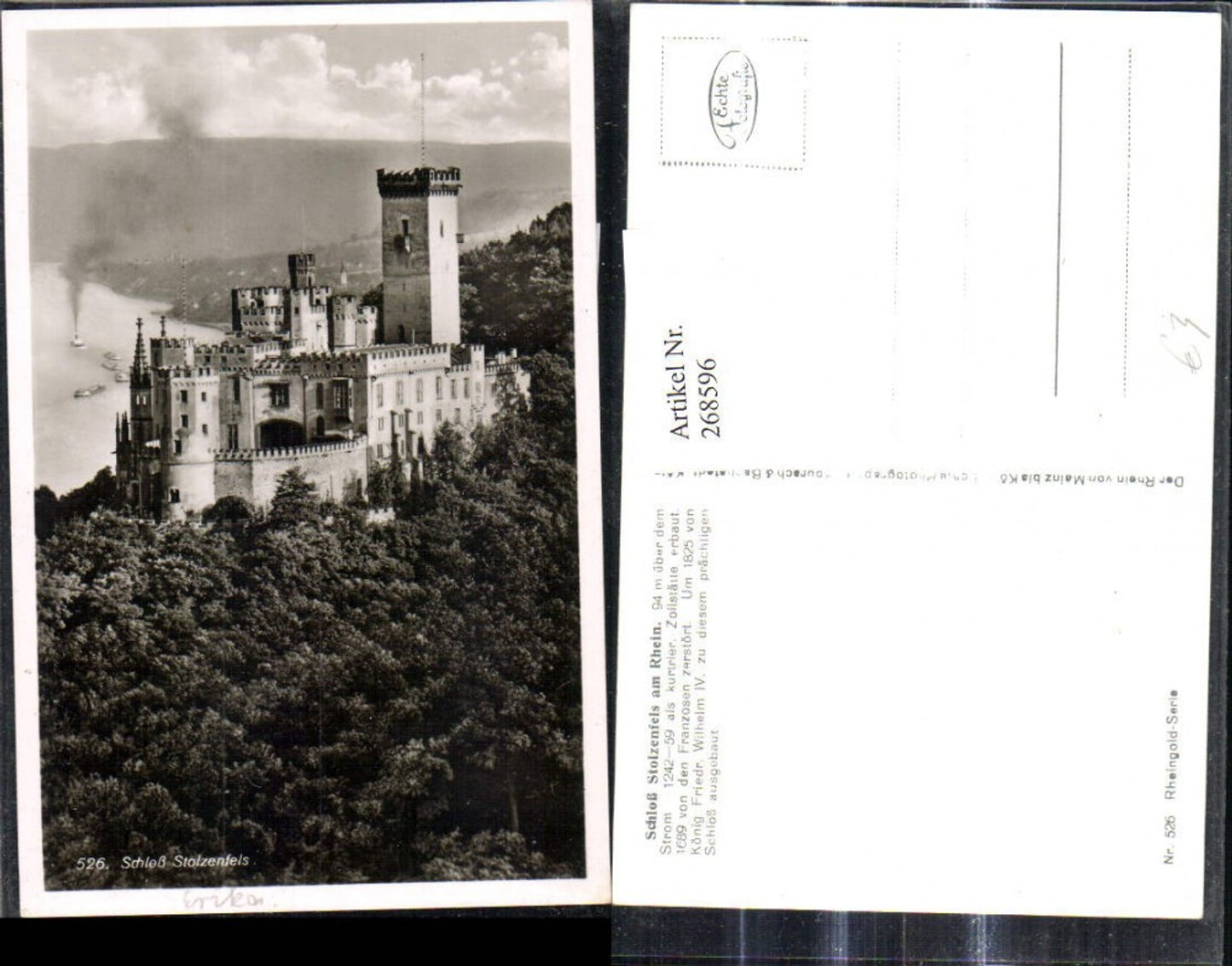 268596,Foto Ak Schloss Stolzenfels a. Rhein Koblenz