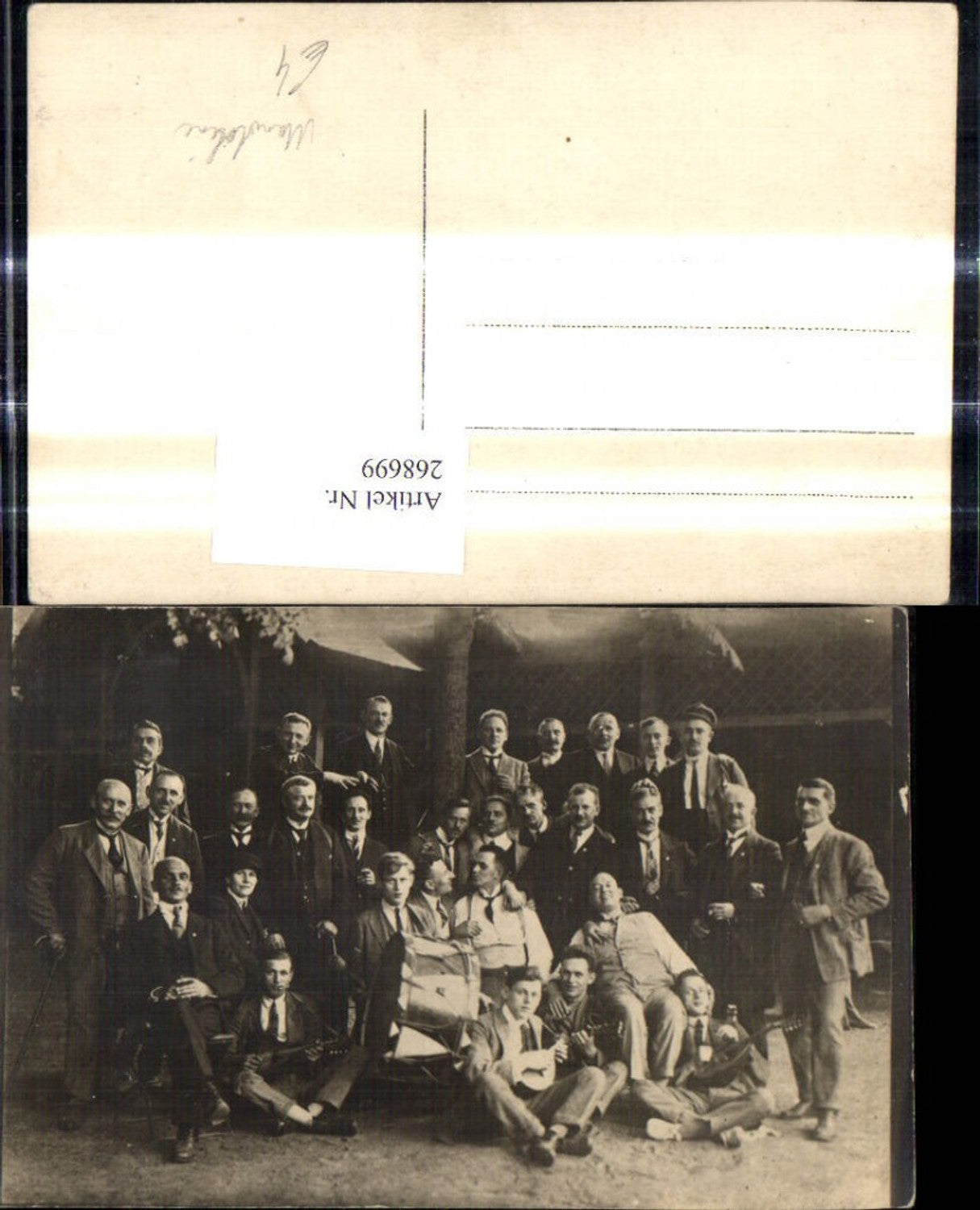 268699,Foto Ak Männer i. Anzug m. Mandoline Instrumente Musik Kapelle Gruppenbild