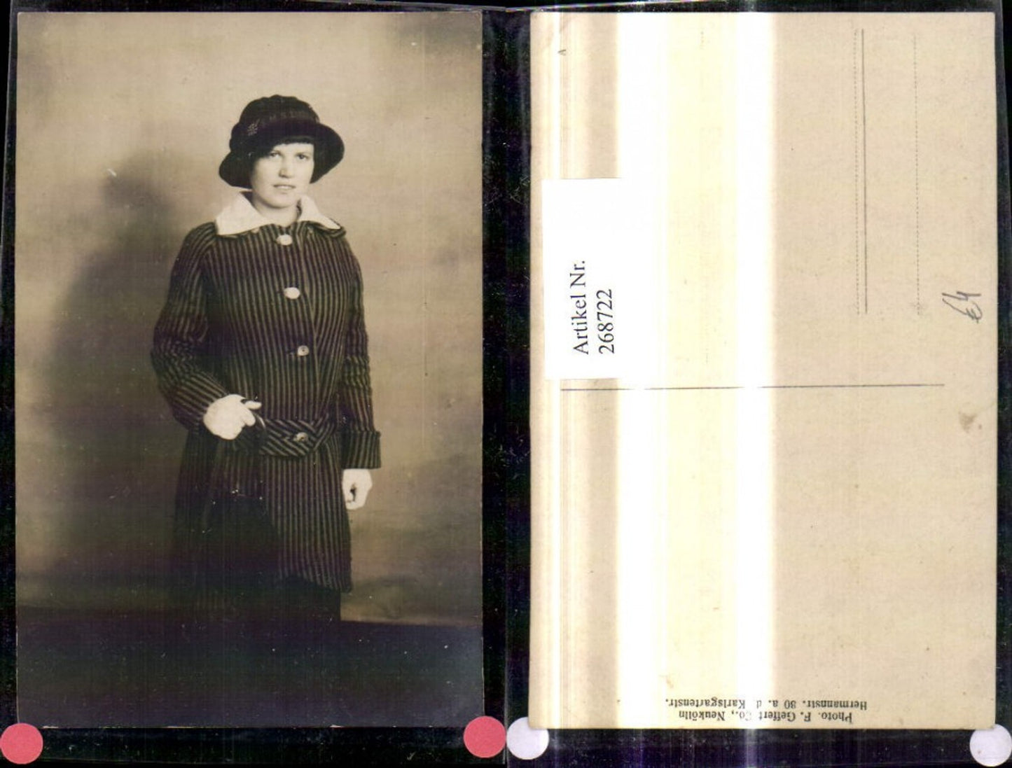 268722,Foto Ak Frau Hut Handtasche