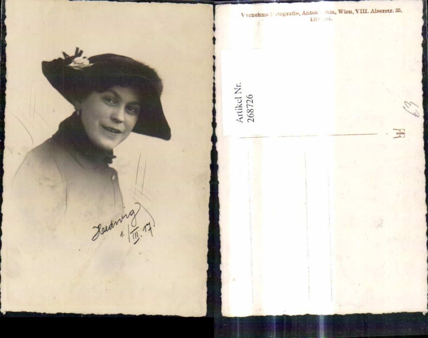 268726,Foto Ak Frau Hut Portrait