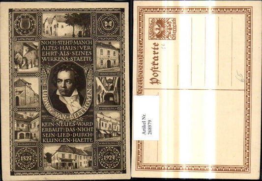 268979,Ganzsache Ludwig van Beethoven 100 Jahre Heiligenstadt Nussdorf Komponist