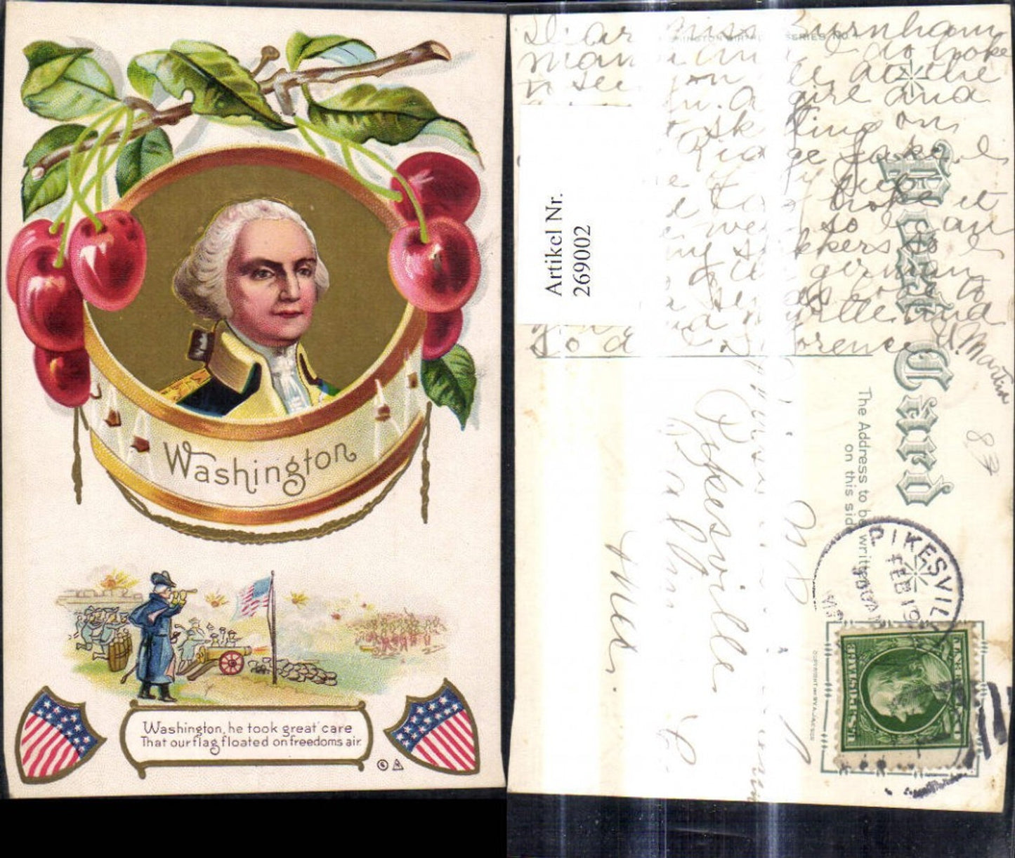 269002,Präge Ak Washington Portrait Politiker USA Kirsche Spruch