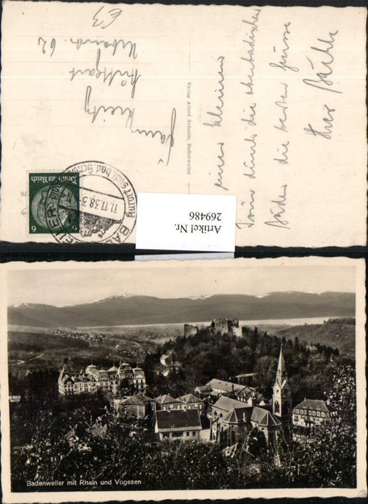 269486, Badenweiler Total with Rhine and Vosges Castle and Church