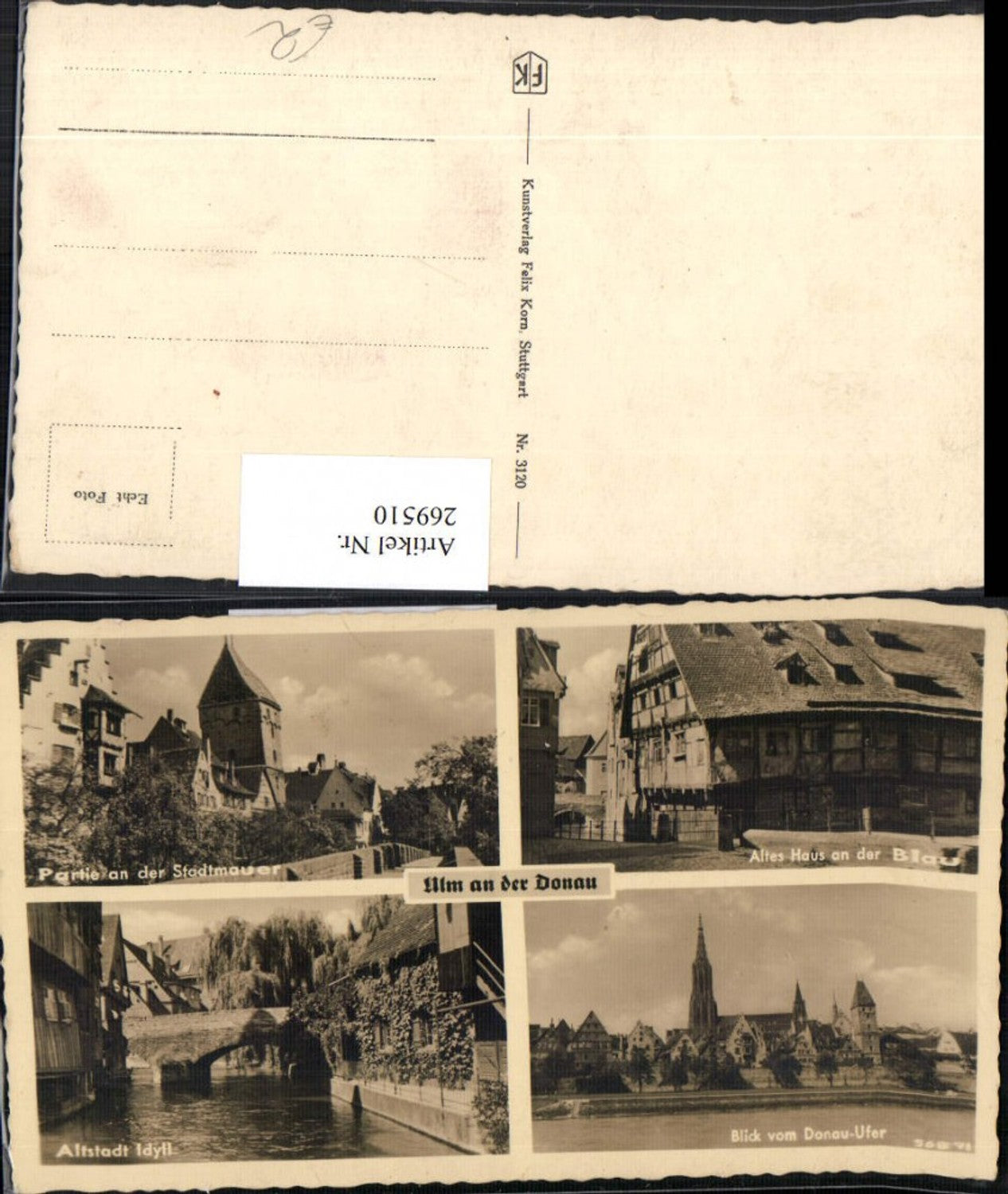 269510,Ulm a. d. Donau Mehrbildkarte Stadtmauer Donauufer