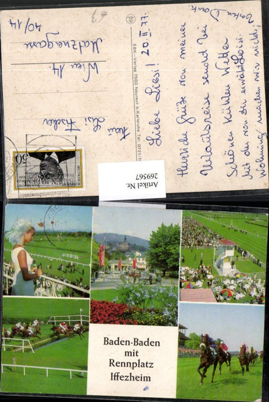 269567, Baden-Baden multi-view postcard with Iffezheim racecourse