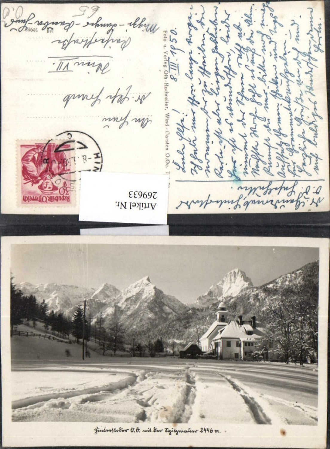 269633,Hinterstoder Teilansicht m. d. Spitzmauer Winterbild pub Foto Oth