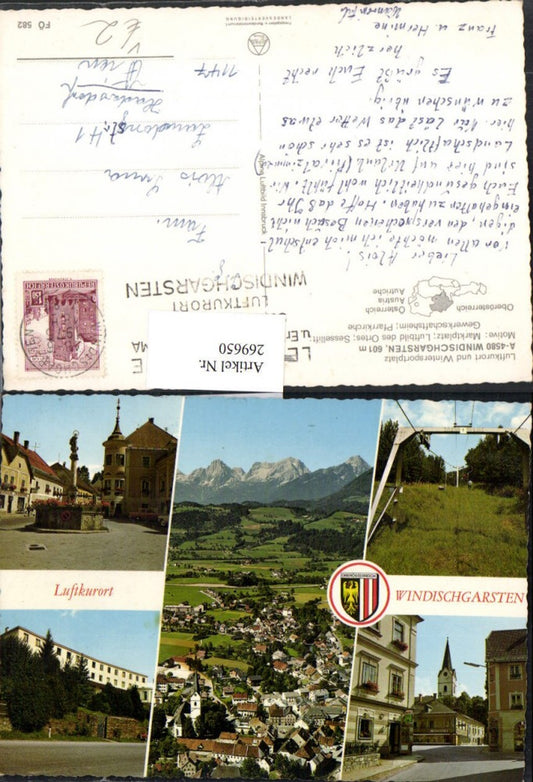 269650,Windischgarsten Mehrbildkarte Totale Marktplatz Sessellift 1 Kirche pub Alpina Druck 582