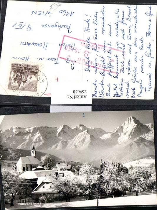 269658,Vorderstoder Teilansicht Bergkulisse Winterbild