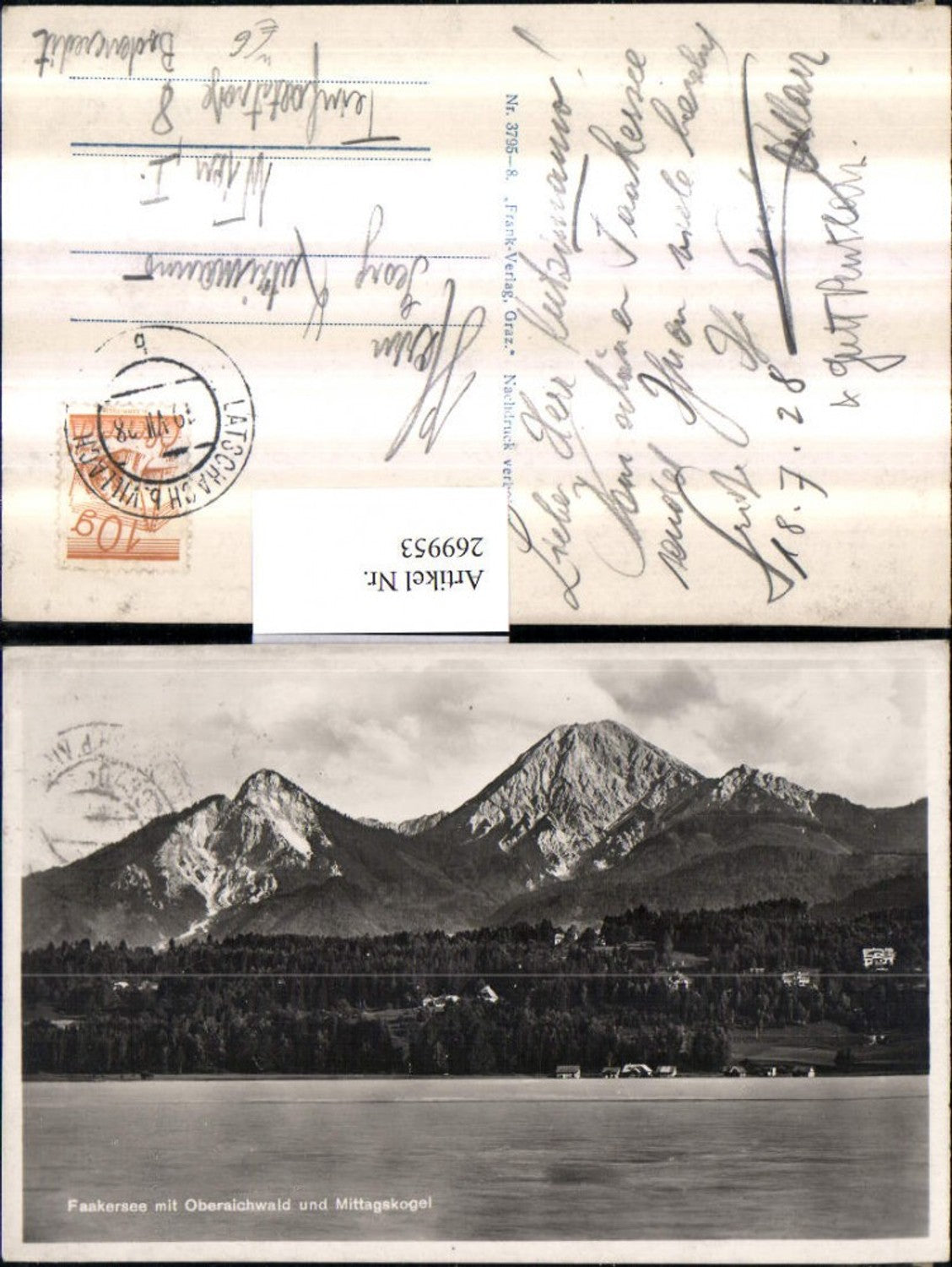 269953,Faakersee b. Faak am See m. Oberaichwald u. Mittagskogel Bergkulisse