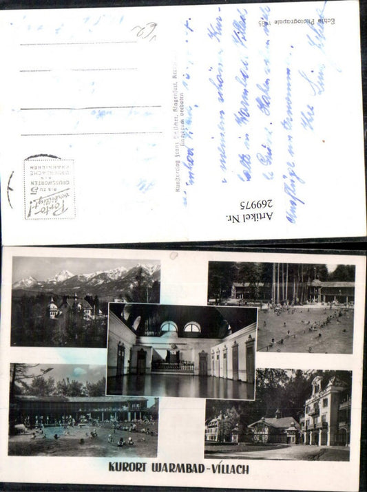 269975,Villach Kurbad Schwimmbad Bergkulisse Mehrbildkarte pub Franz Schilcher 1485