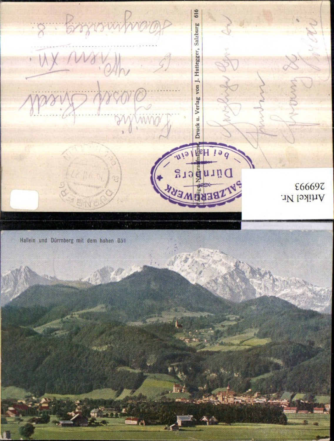 269993,Hallein u. Dürrnberg Totale m. d. Hohen Göll Bergkulisse