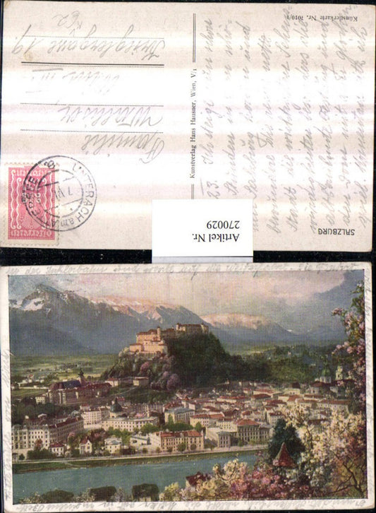 270029,Künstler AK Salzburg Totale m. Festung pub Hans Hausner 7010/1
