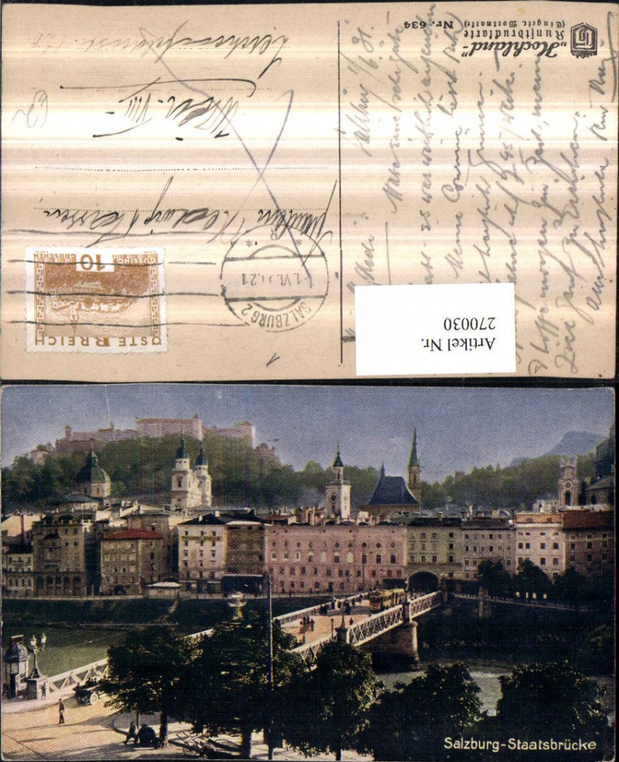 270030,Salzburg Teilansicht Staatsbrücke Brücke m. Festung