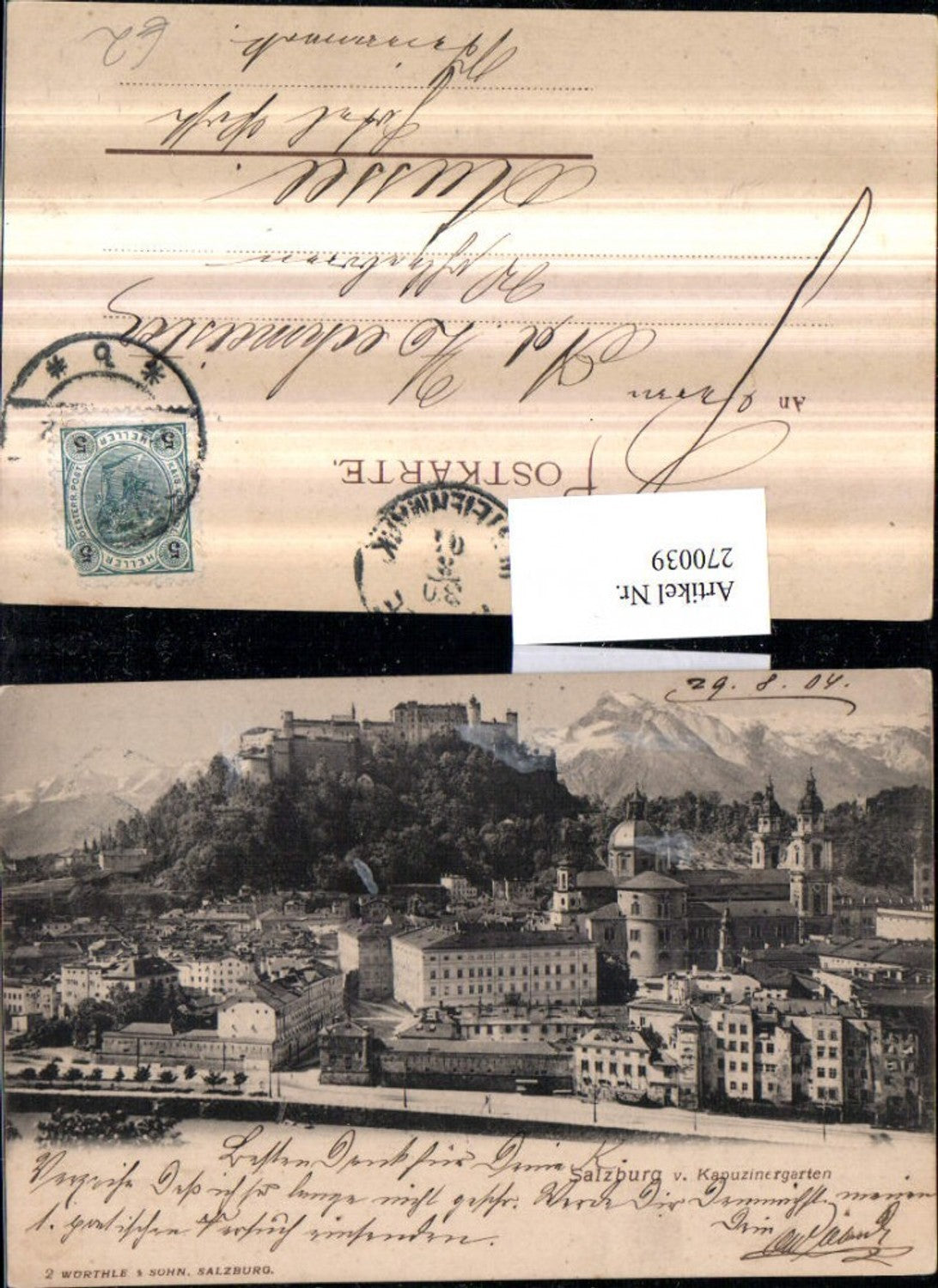 270039,Salzburg Totale vom Kapuzinergarten Festung Bergkulisse
