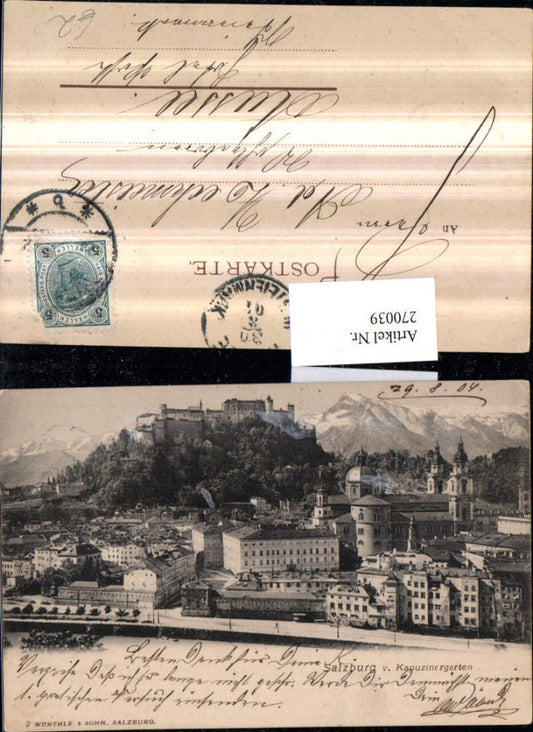 270039,Salzburg Totale vom Kapuzinergarten Festung Bergkulisse