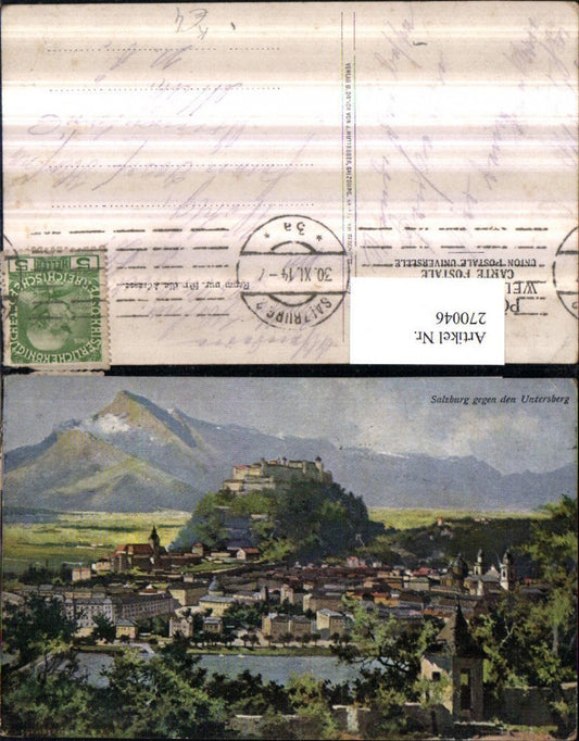 270046,Künstler AK Guggenberger Salzburg Totale m. Festung geg. d. Untersberg