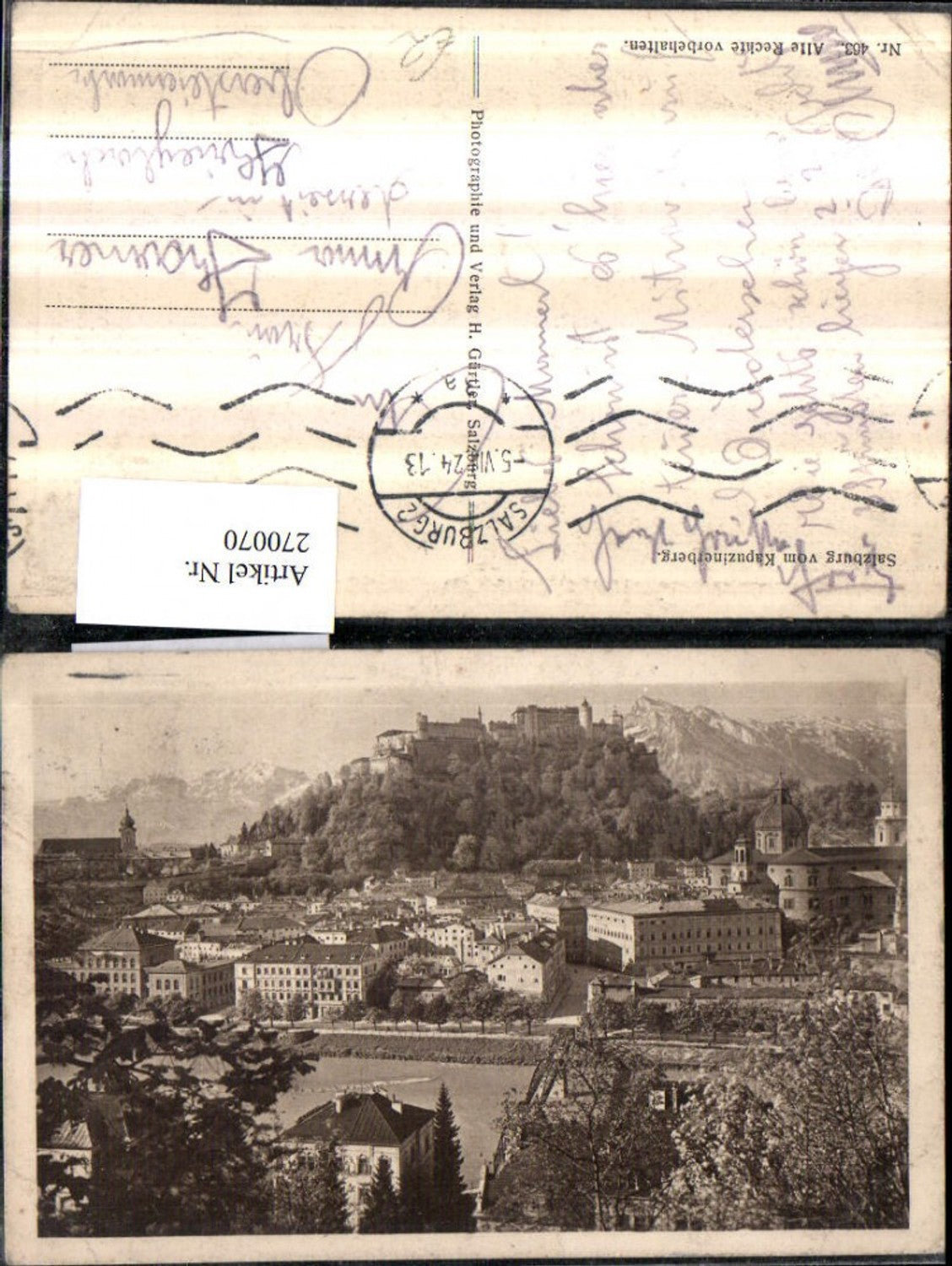 270070,Salzburg Totale m. Festung vom Kapuzinerberg