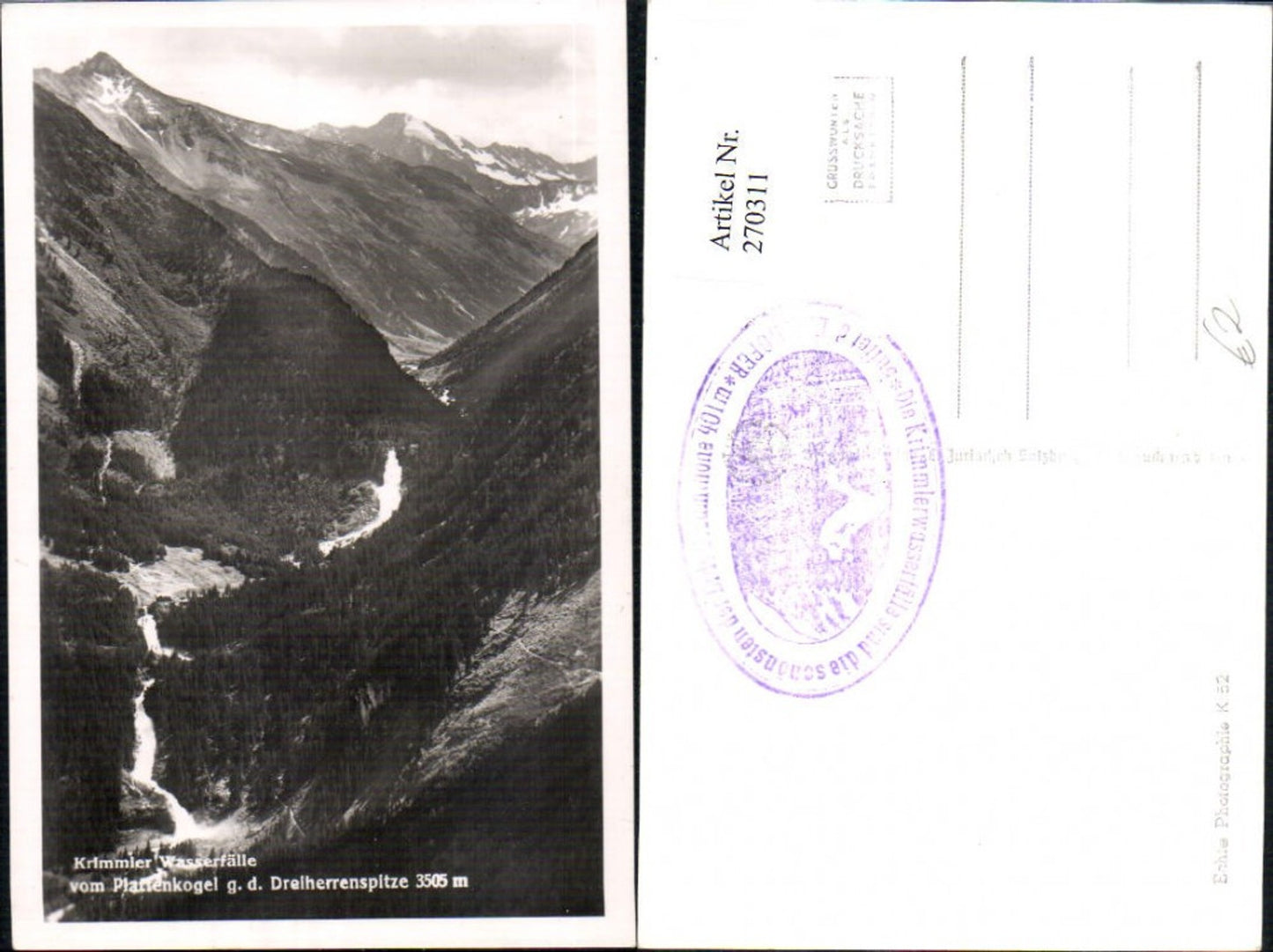 270311,Krimmler Wasserfälle b. Krimml vom Plattenkogel geg. d. Dreiherrenspitze Bergkulisse