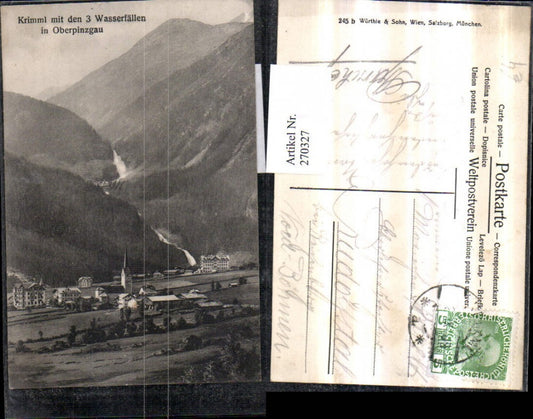 270327,Krimml Totale m. d. 3 Wasserfällen im Oberpinzgau Bergkulisse