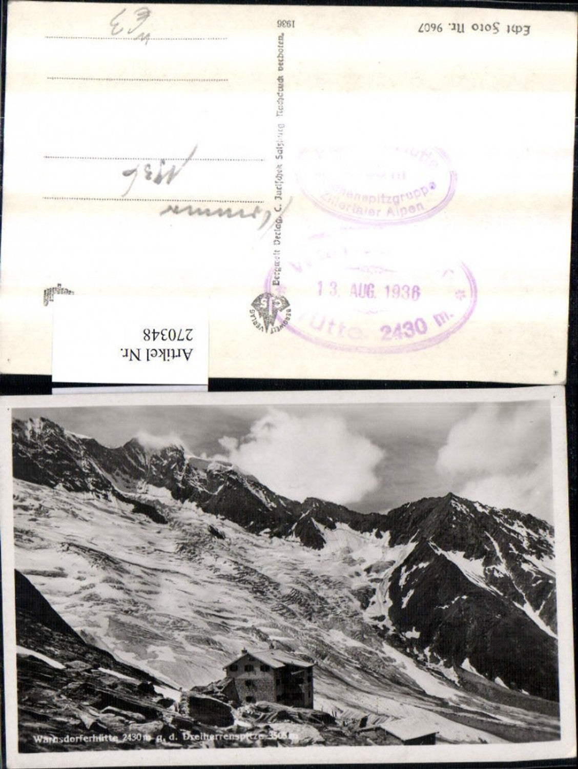 270348,Warnsdorferhütte Berghütte geg. d. Dreiherrenspitze Bergkulisse b. Krimml