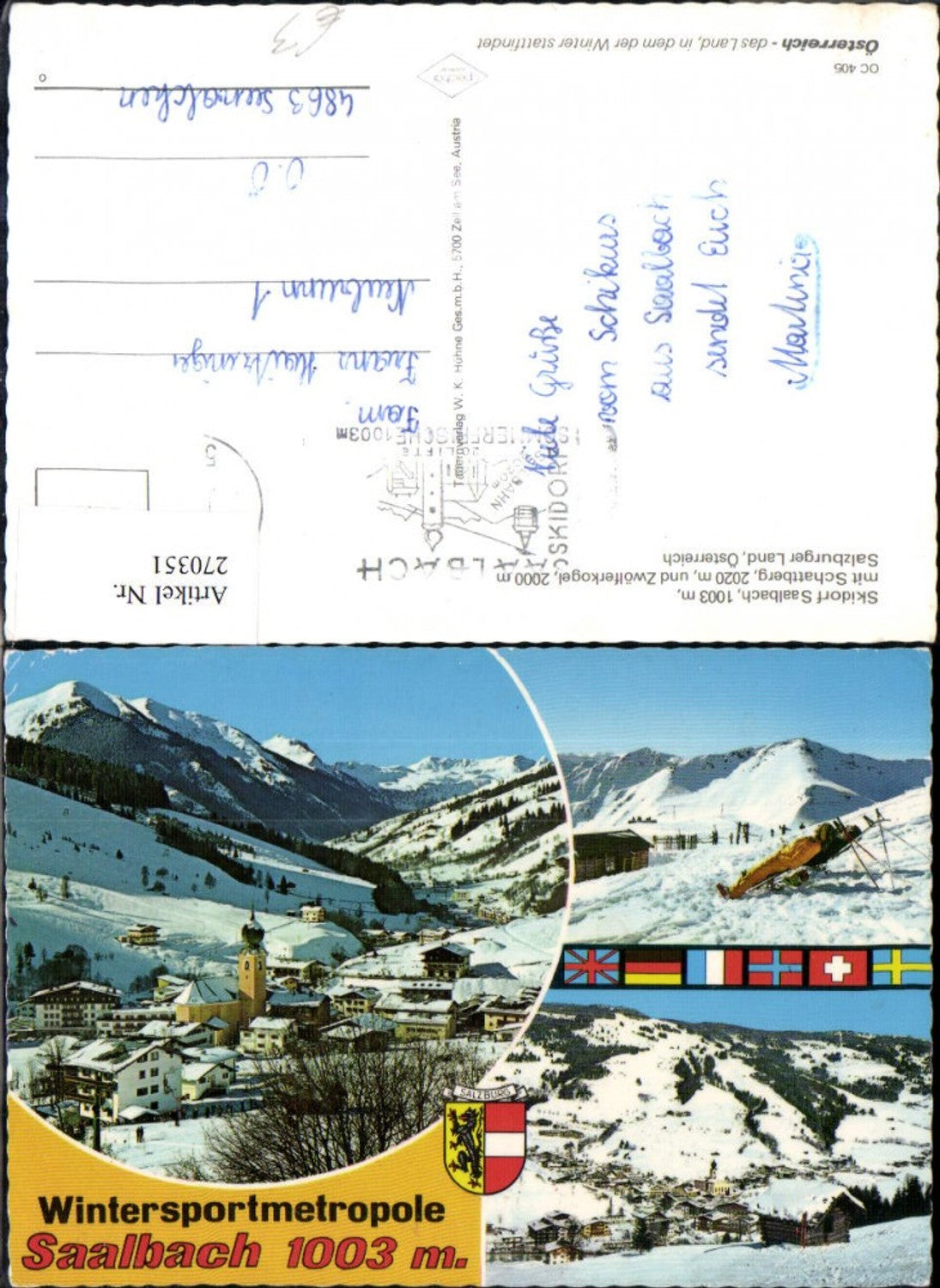 270351,Saalbach Totale m. Schattberg u. Zwölferkogel Bergkulisse Winterbilder Mehrbildkarte