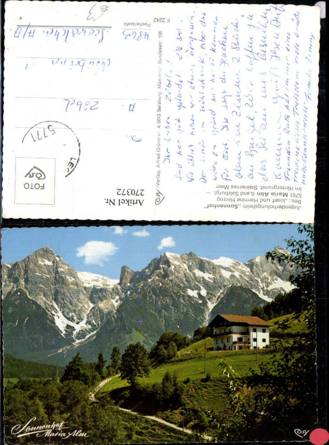 270372,Maria Alm Jugenderholungsheim Sonnenhof m. Steinernen Meer Bergkulisse pub Cosy