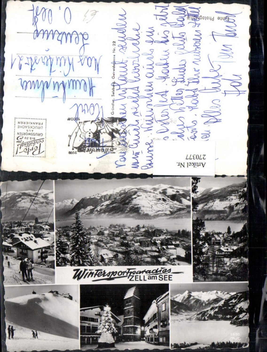 270377,Zell am See Totale Berglift Hauptplatz Bergkulisse Winterbilder Mehrbildkarte pub Cosy 1530