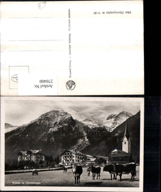 270400,Krimml im Oberpinzgau Teilansicht Kirche Bergkulisse Rinder