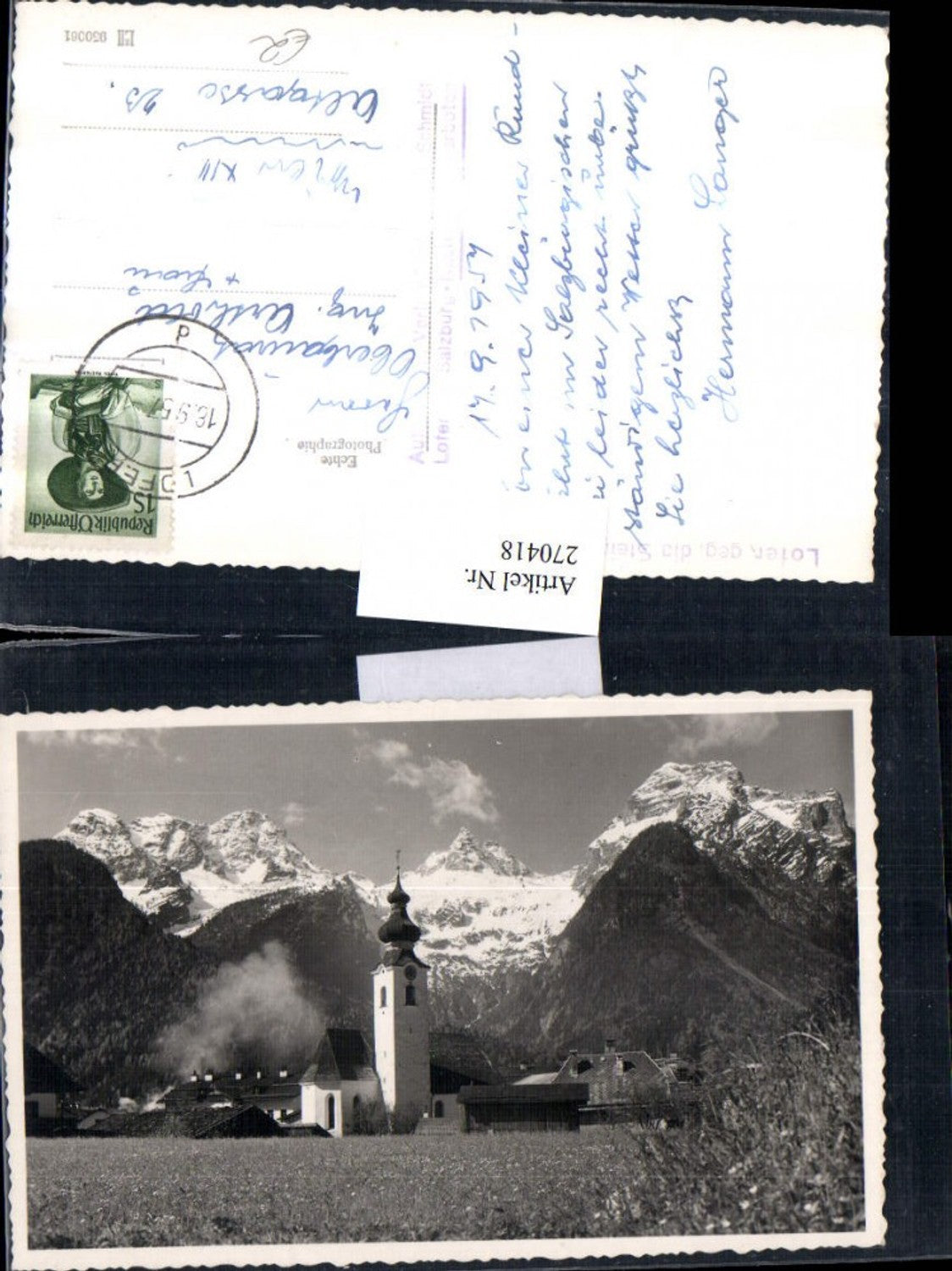 270418,Lofer Teilansicht Kirche geg. d. Steinberge Bergkulisse