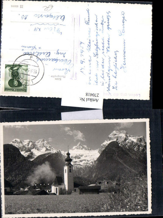 270418,Lofer Teilansicht Kirche geg. d. Steinberge Bergkulisse