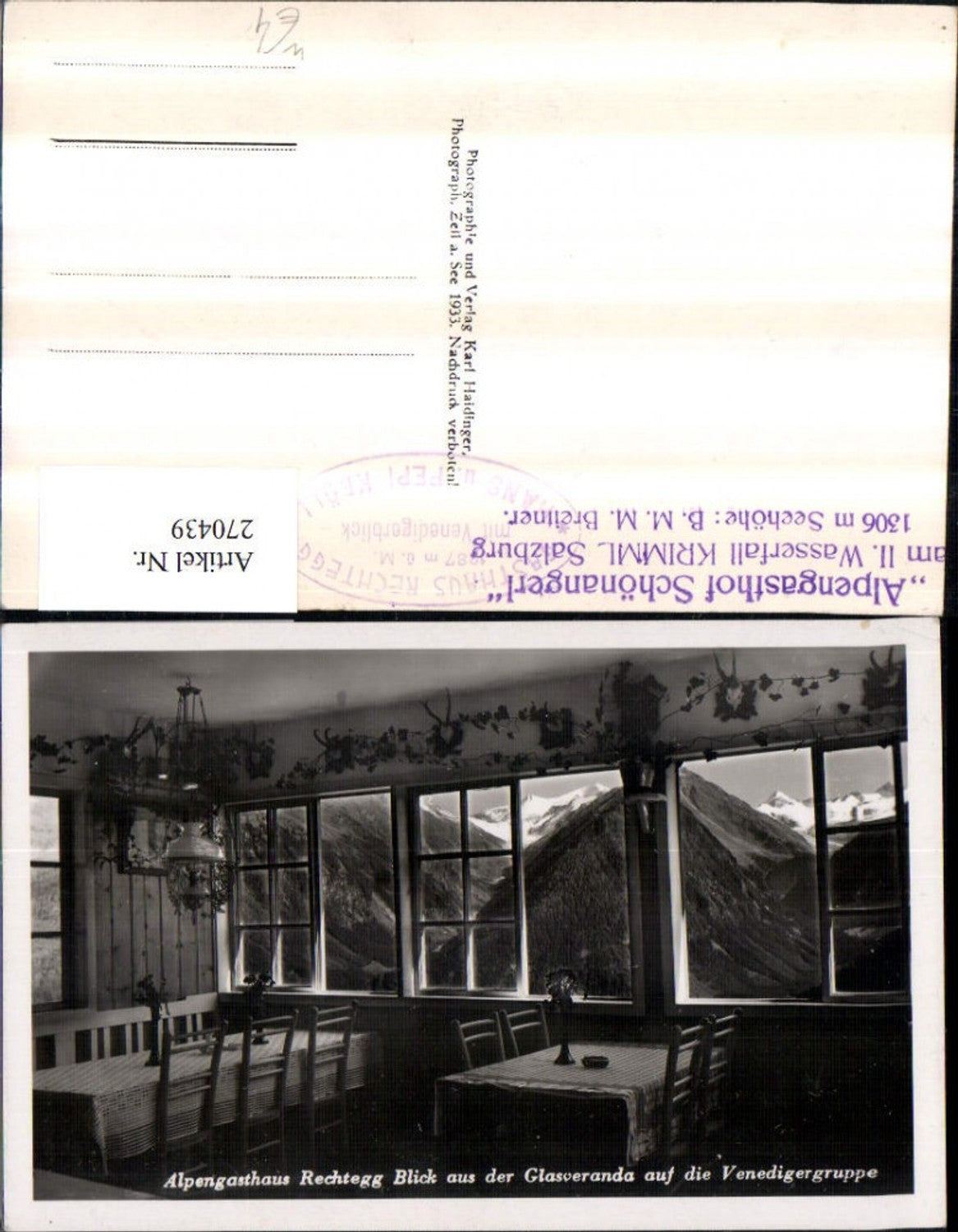 270439,Alpengasthaus Rechtegg Blick aus d. Glasveranda auf d. Venedigergruppe b. Neukirchen