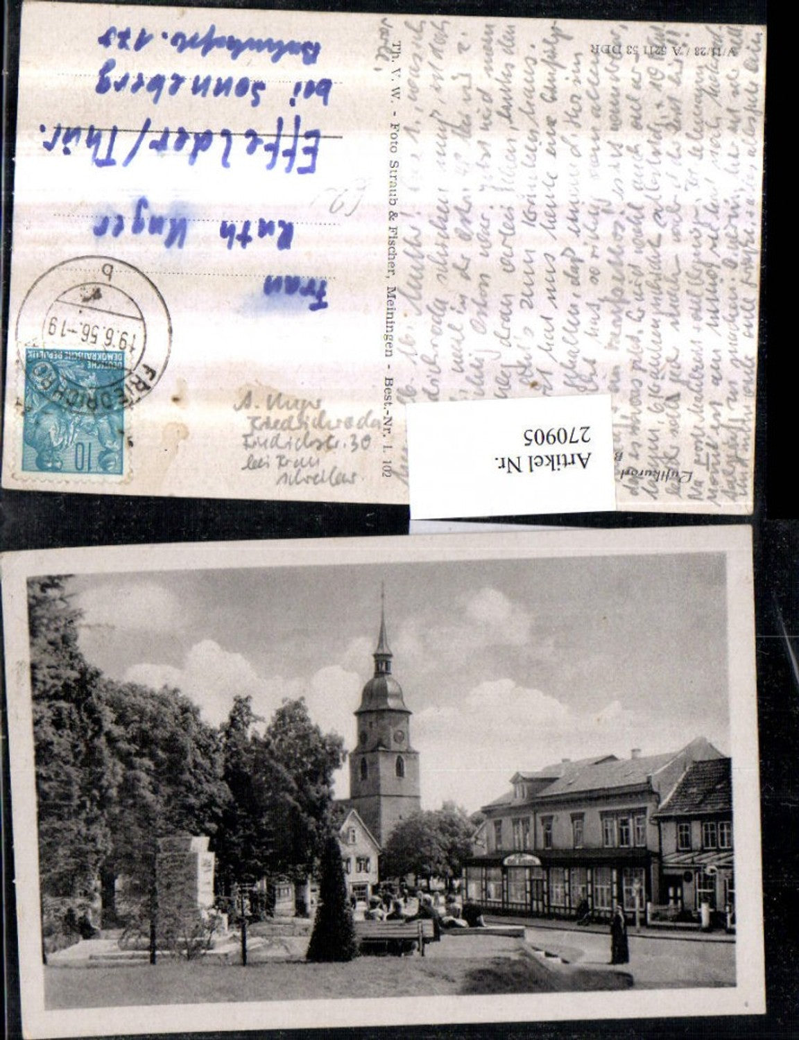270905, Friedrichroda View towards the church Shop Monument