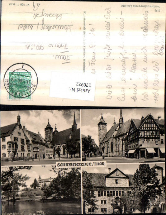 270922, Schmalkalden in Thuringia, Town Hall, Church, Castle, Multi-view postcard