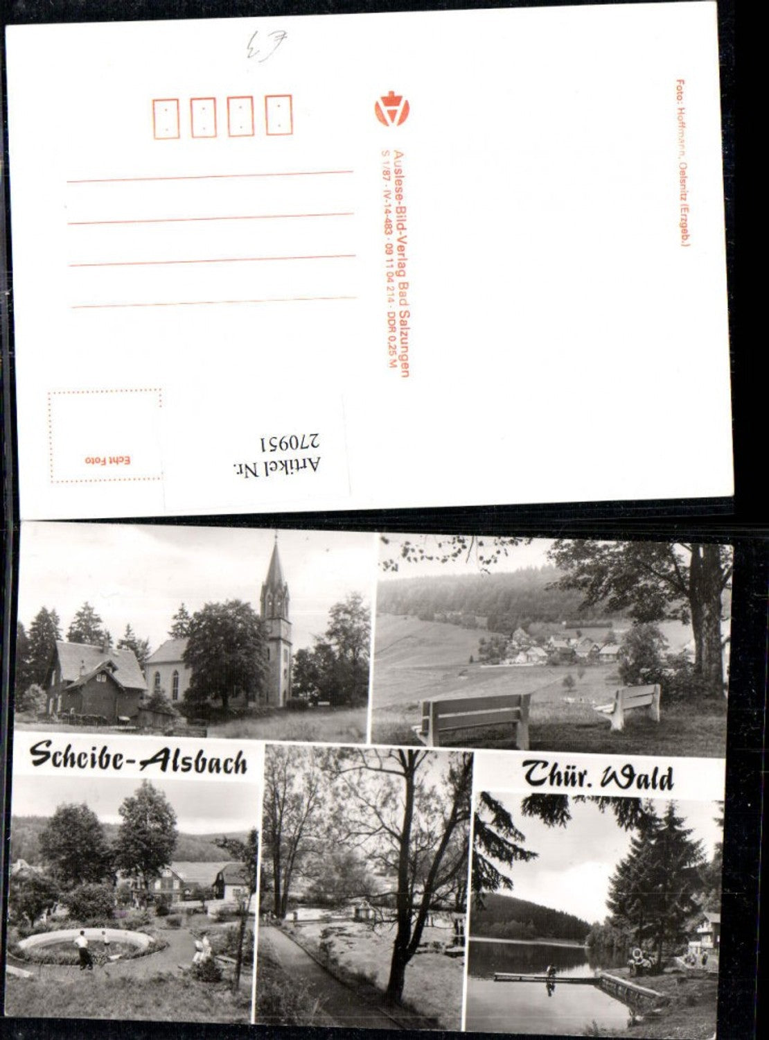 270951,Scheibe-Alsbach Totale Kirche Partien Mehrbildkarte