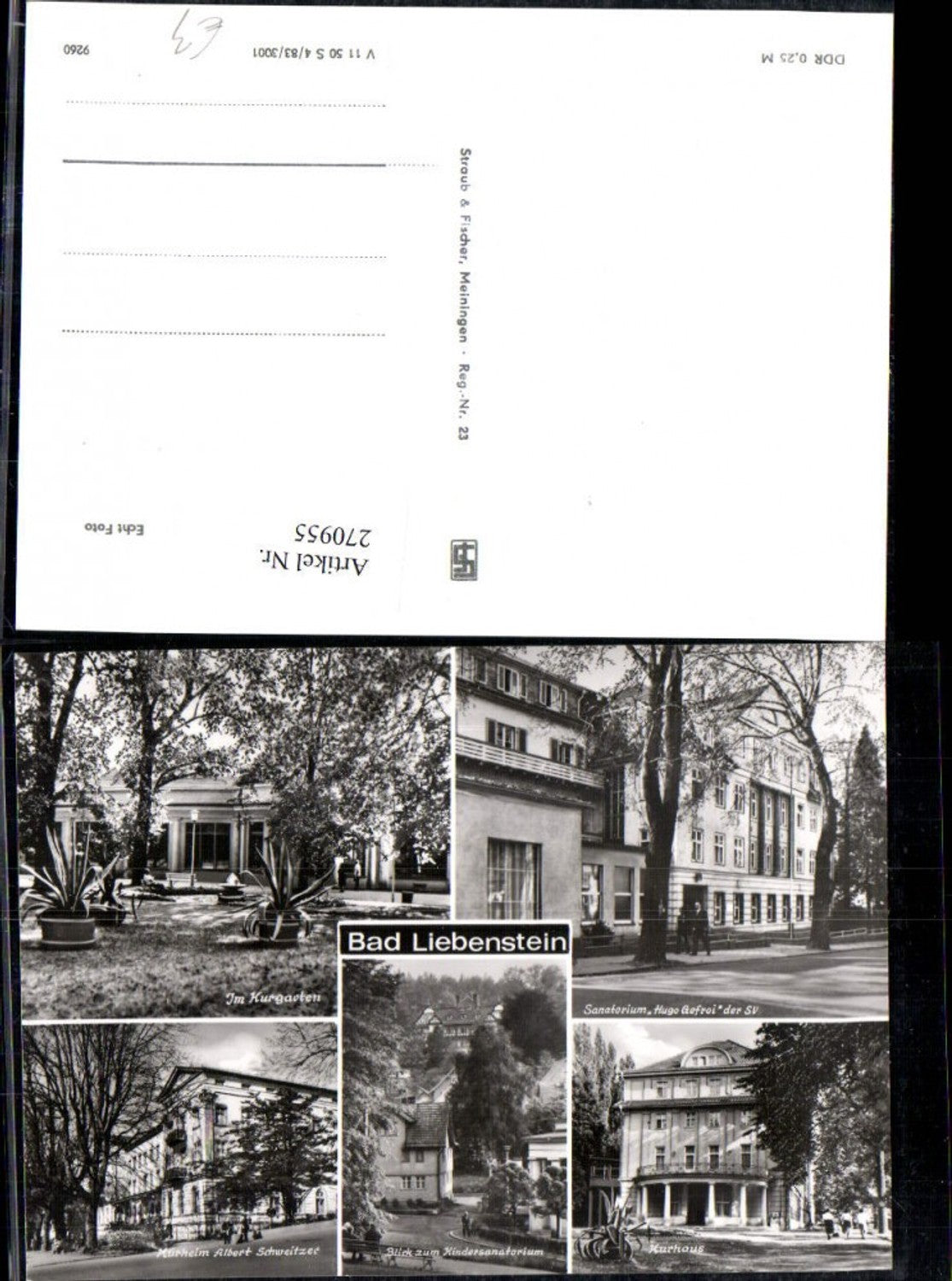 270955, Bad Liebenstein Spa Gardens Spa House Sanatorium Albert Schweitzer Spa Resort Multi-view postcard