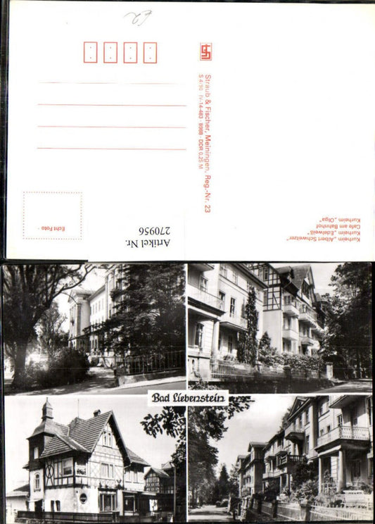 270956,Bad Liebenstein Kurheim Albert Schweitzer u. Edelweiß Cafe am Bahnhof Kurheim Olga Mehrbildkarte