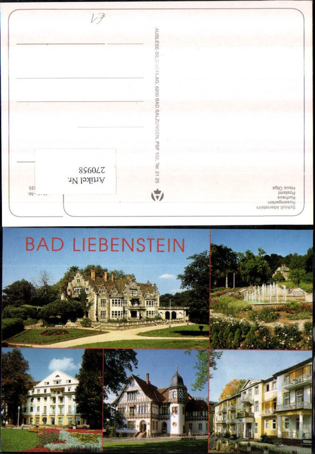 270958,Bad Liebenstein Schloss Altenstein Rosengarten Kurhaus Postamt Haus Olga Mehrbildkarte