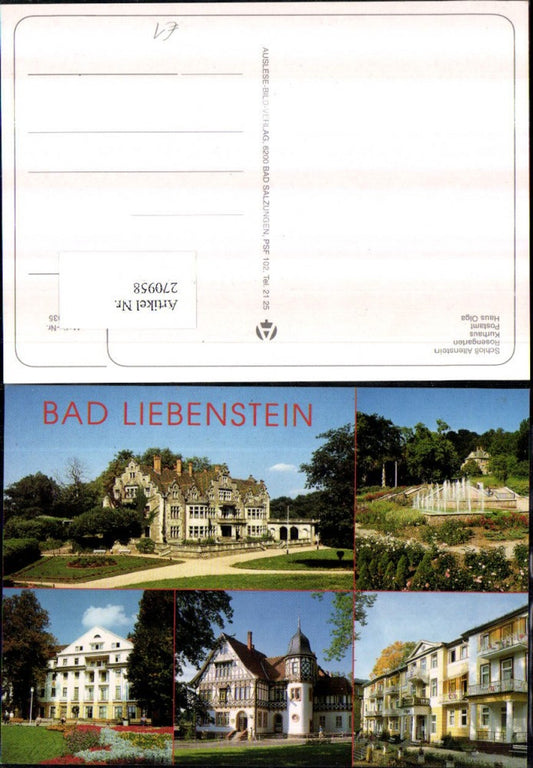 270958,Bad Liebenstein Schloss Altenstein Rosengarten Kurhaus Postamt Haus Olga Mehrbildkarte